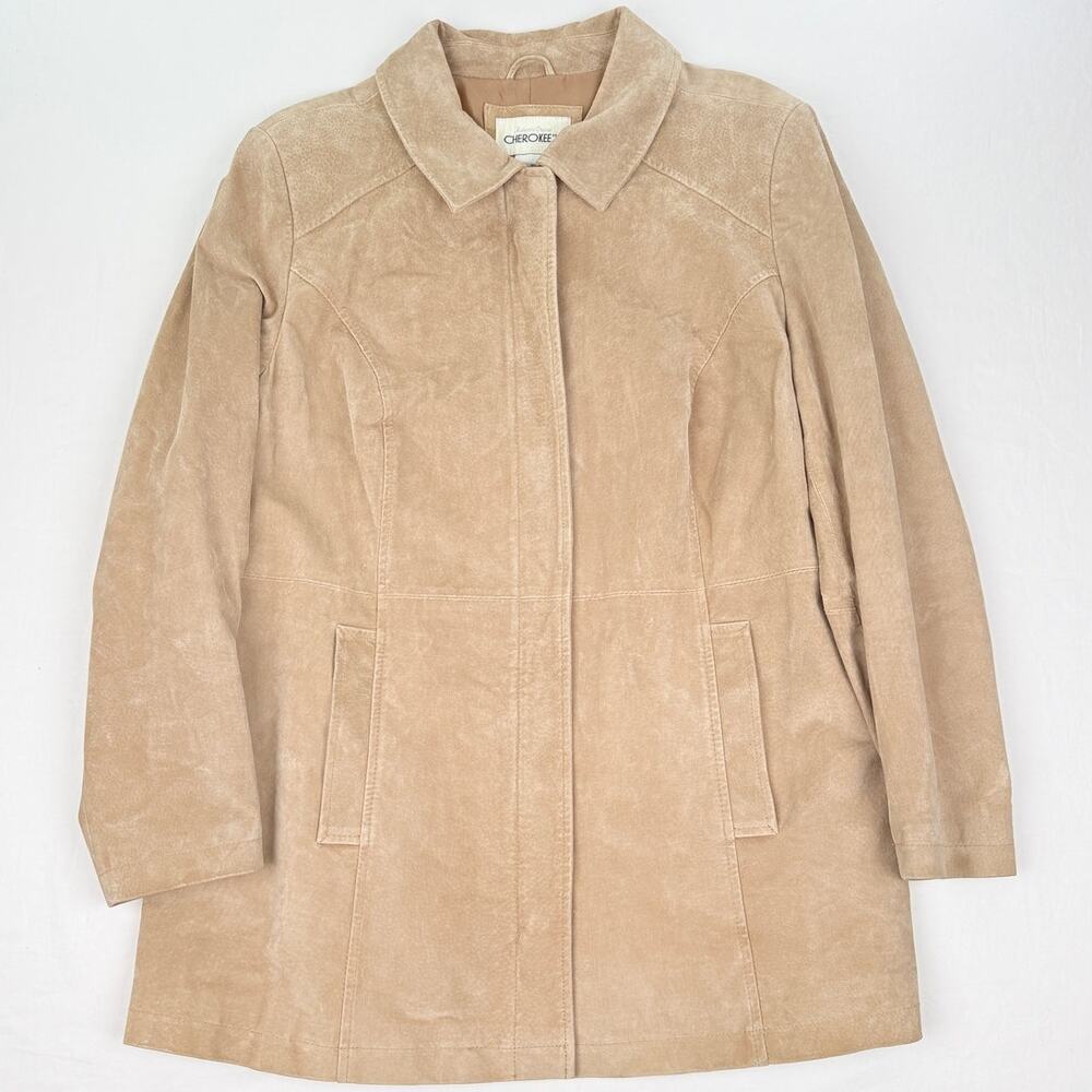 Cherokee Genuine Suede Leather Jacket Tan Winter Coat Size 18W